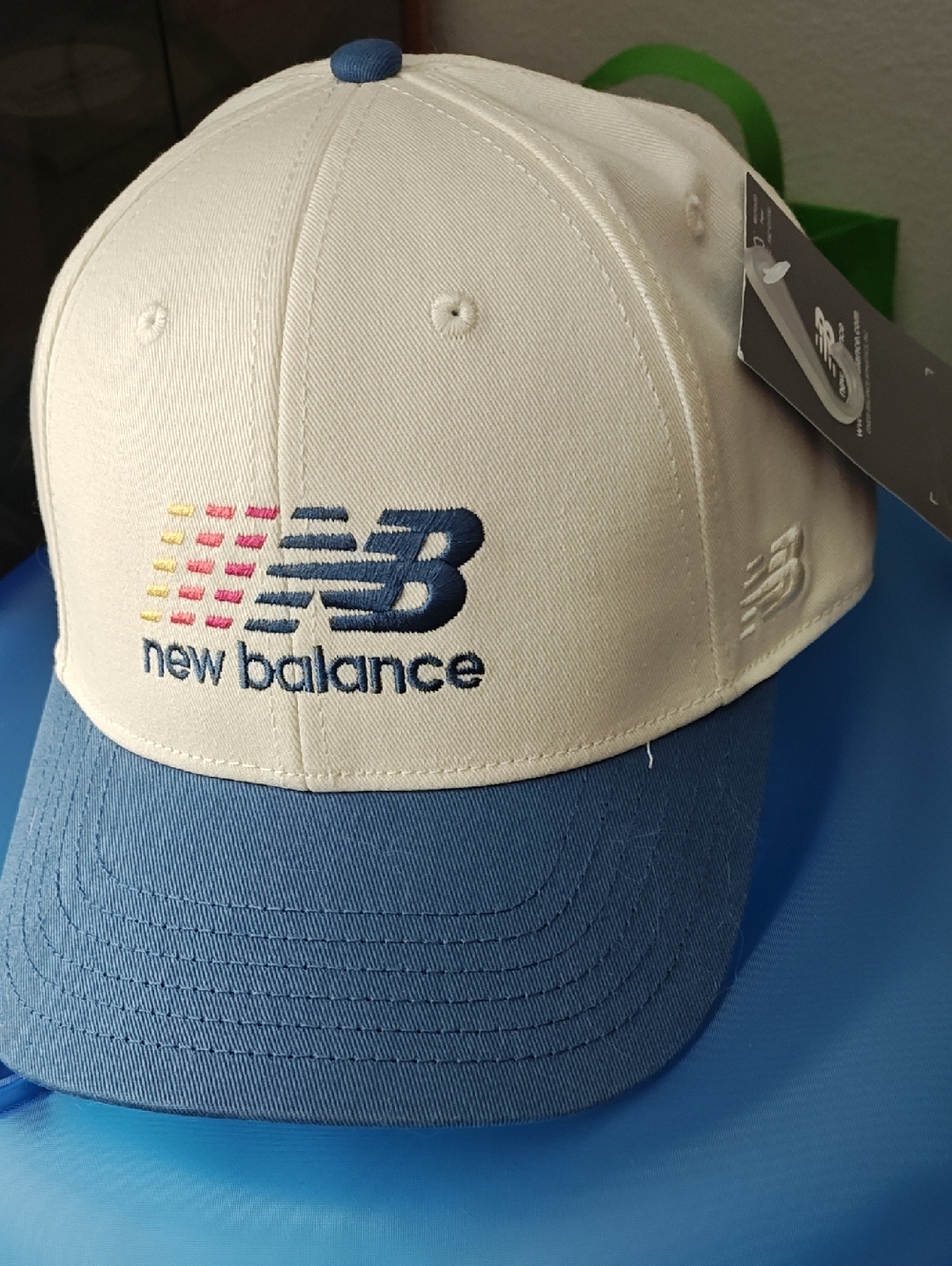 New Balance Cream and Blue Logo Baseball Cap